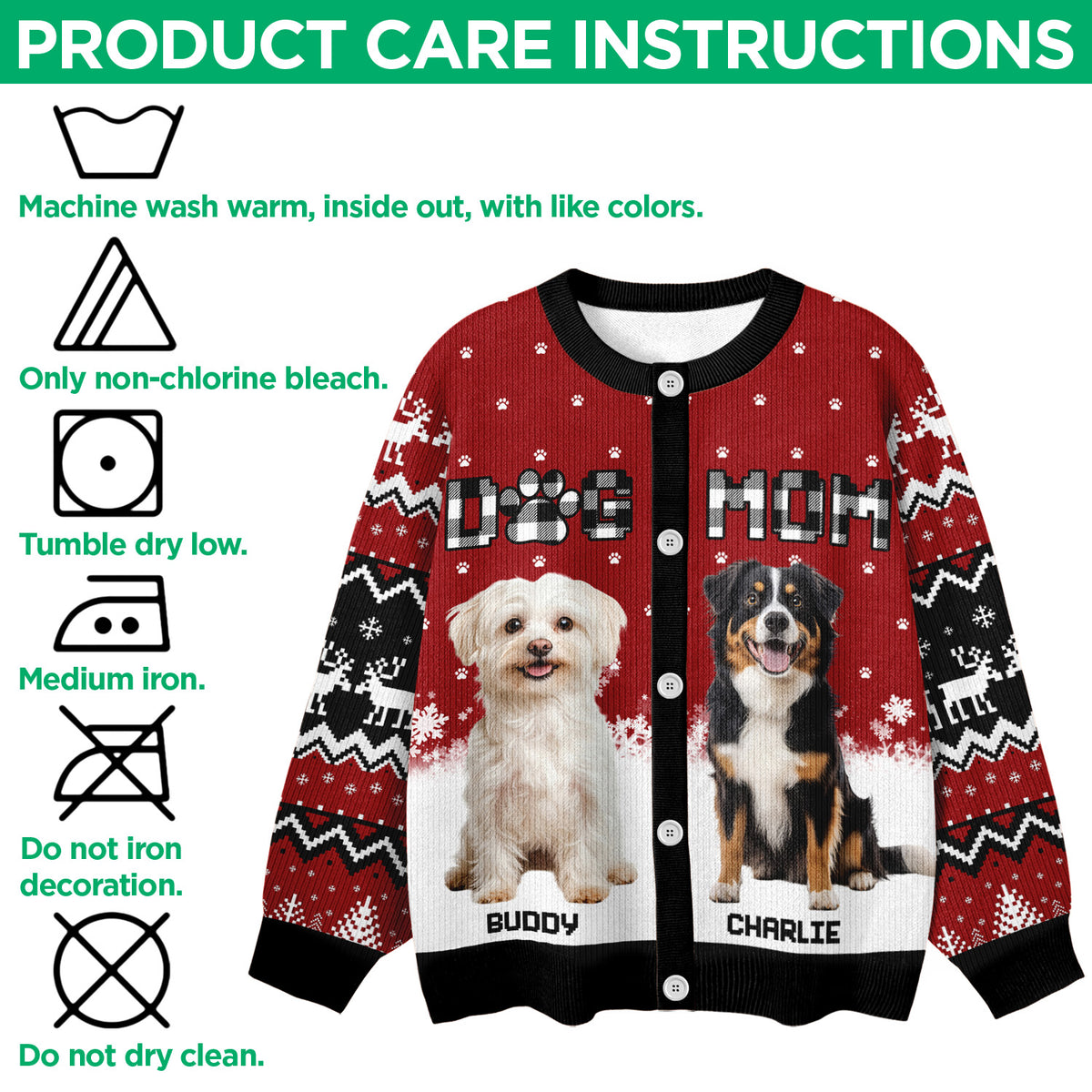 Custom Dog Photo Christmas Pattern Cardigan Christmas Gift HA75 898174