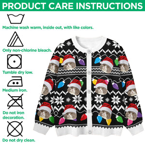 Custom Funny Photo Xmas Leds Cardigan Gift For Cat Lover HO82 900266