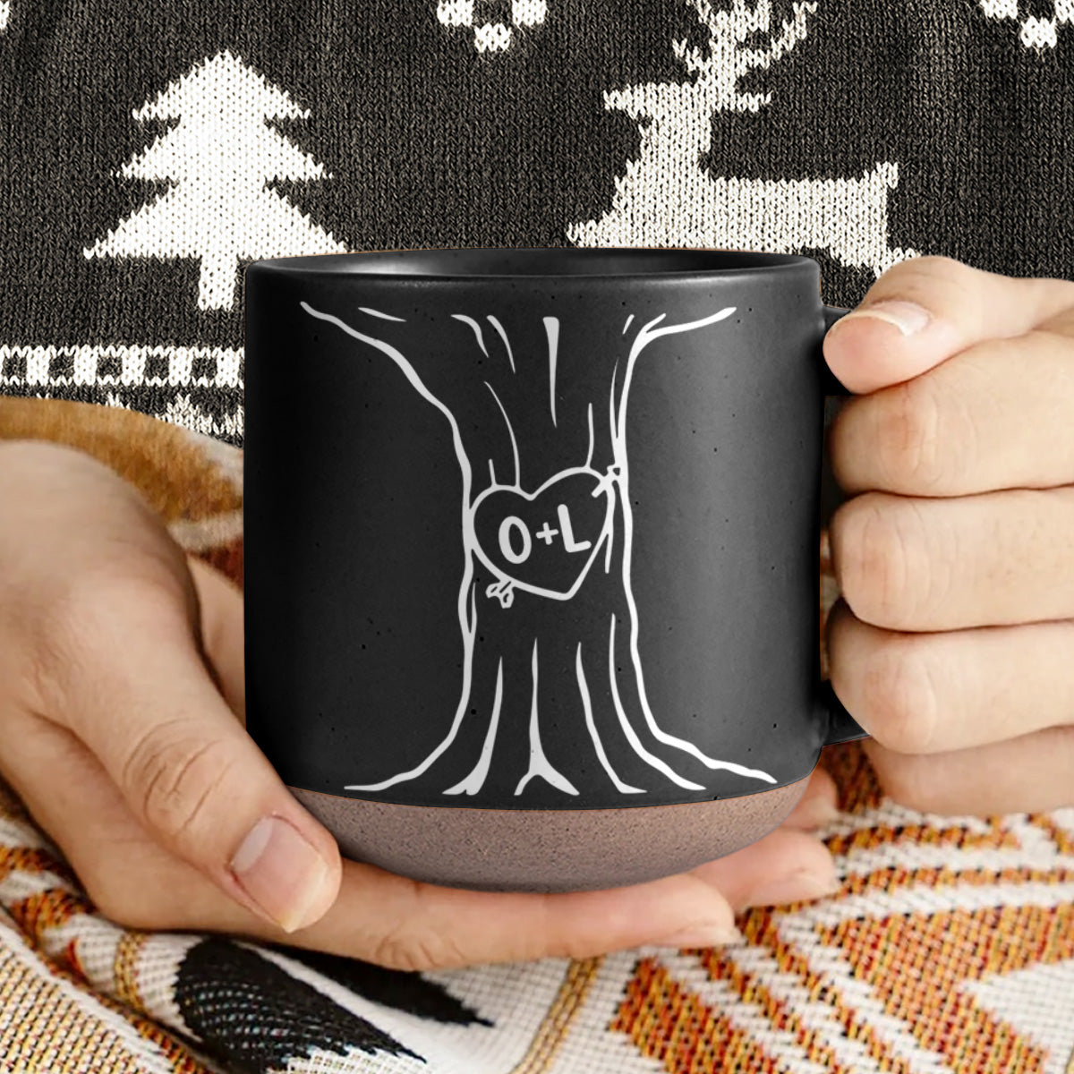 Custom Name A Heart Tree Pottery Mug For Couple TH10 898081