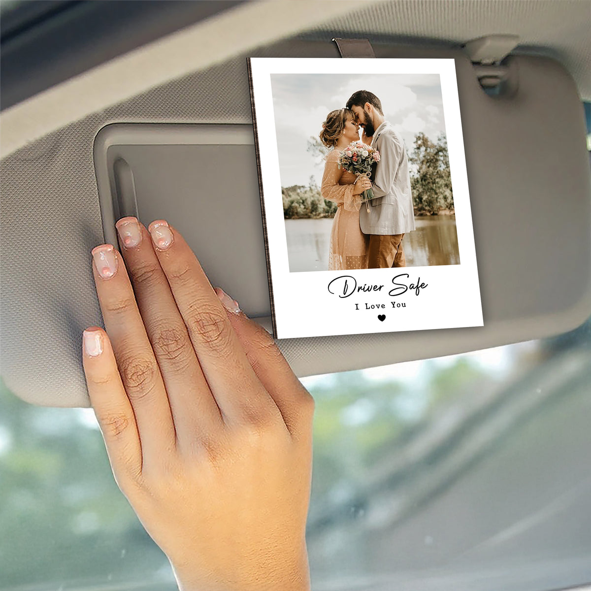 Custom Couple Photo Drive Safe I Love You 2 Layered Car Visor Clip TH10 898045