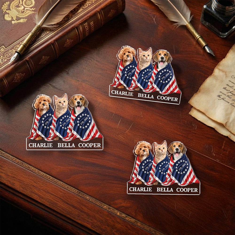 Custom Photo Dog Cat With 250th Anniversary of America 1776–2026 Acrylic Pin CH07 911160