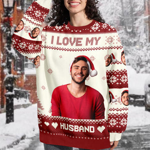 Custom Photo I Love My Wife/Husband Christmas Ugly Sweater TH10 896339