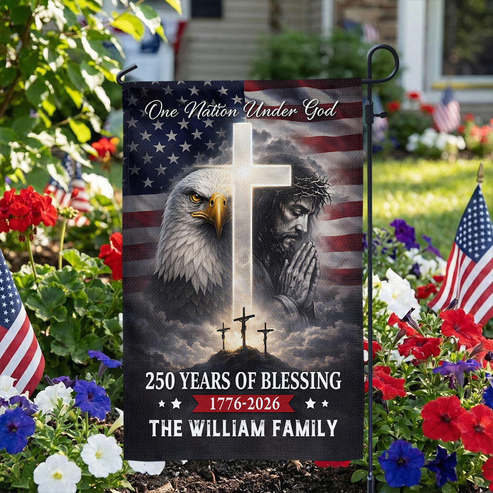 Custom Family Name 250 Years of Blessing Nation Under God American Garden Flag HA75 920130