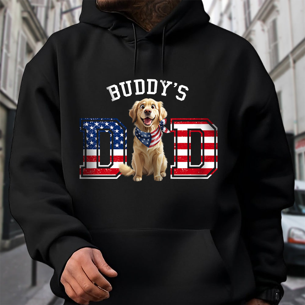 Personalized Dog Dad Ver US Flag Vintage Dark Shirt HO82 901252