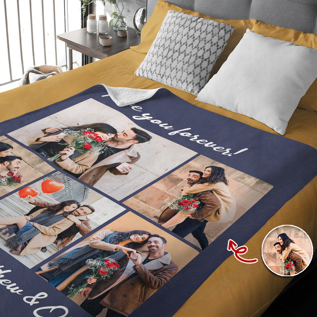 Custom Photo I Love You Forever Valentine Gift Blanket For Couple TH10 896861