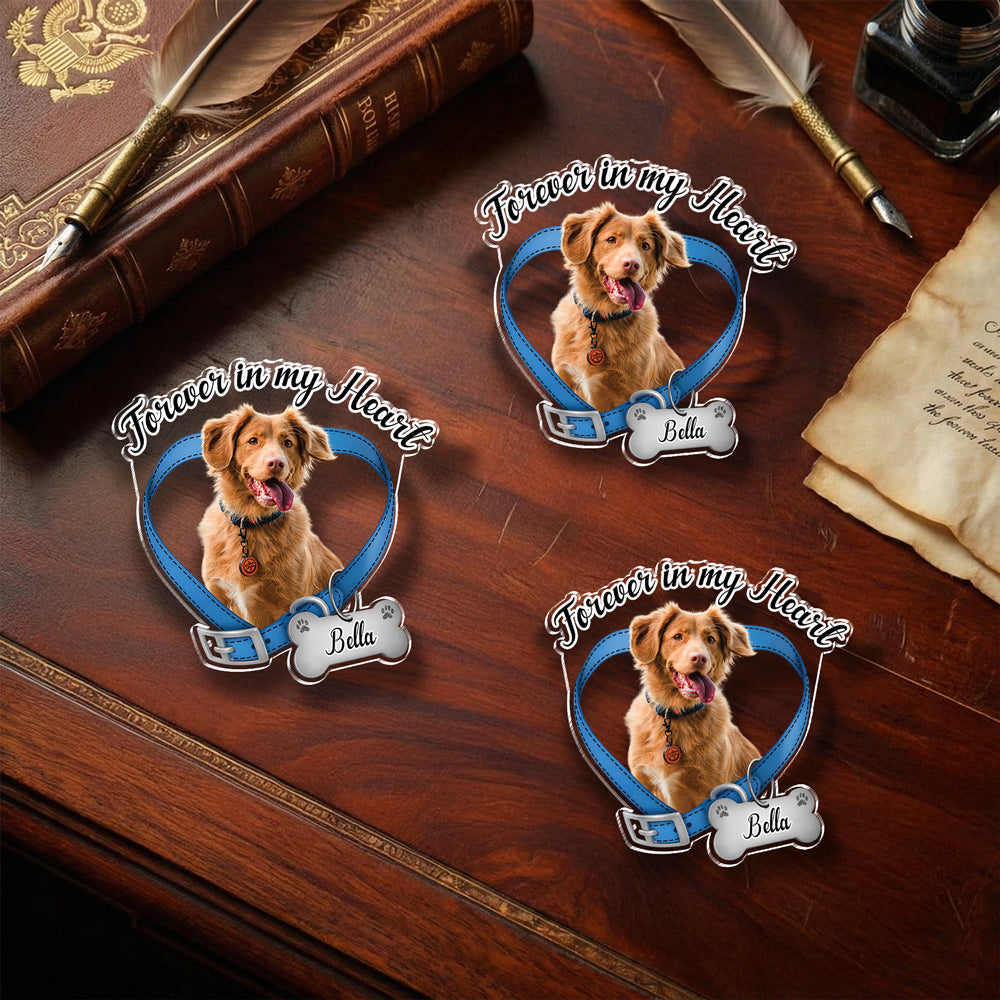 Custom Dog Photo Forever In My Heart Memorial Acrylic Pin CH07 911046