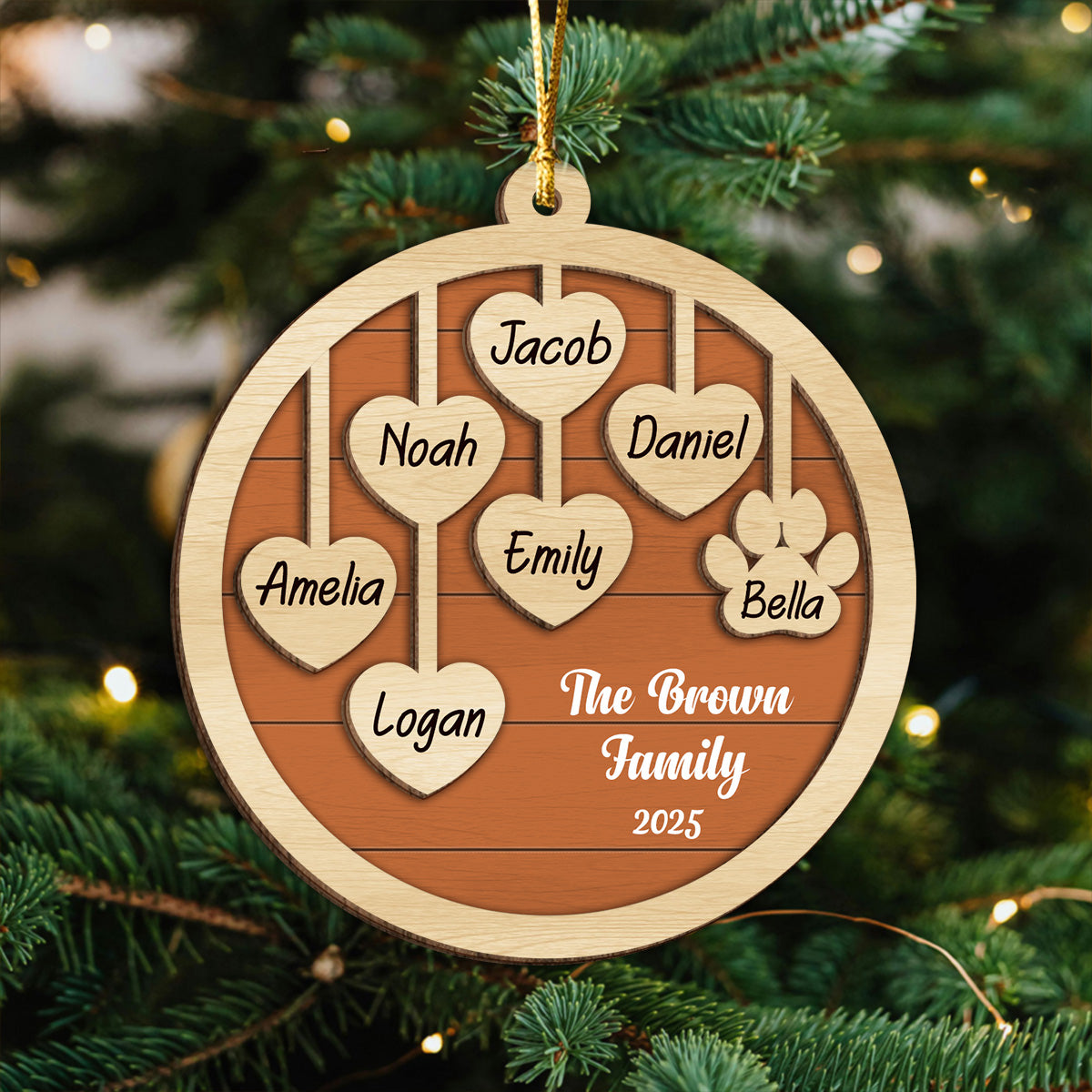 Custom Family Name Christmas 2 Layers Wooden Ornament Gift For Family LM32 897337