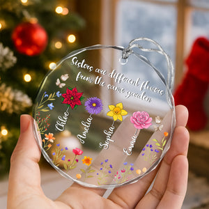 Personalized Gift Sisters Are Different Flowers Glass Ornament LM32 895411
