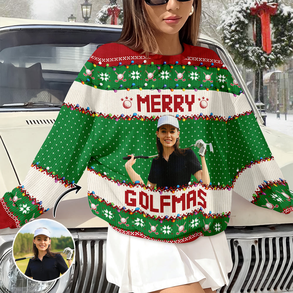 Custom Photo Merry Golfmas Gift For Golf Lovers Ugly Sweater HA75 897626