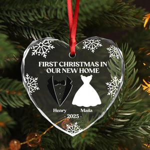 Our First Christmas As Mr & Mrs Personalized Heart Shaped Glass Ornament Anniversary Christmas Wedding Gifts HA75 897138