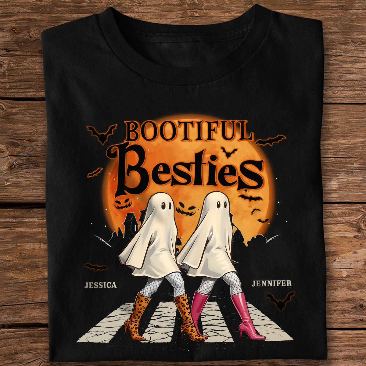 Bootiful Besties - Personalized Dark Shirt Halloween Birthday Gifts For Women, Besties, Sisters, BFF CH07 899320