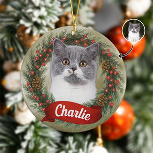 Custom Photo Cat Personalized Ceramic Ornament Christmas Gift For Cat Lovers HA75 897046