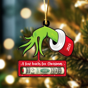 A Few Bucks for Christmas Grinchy Wood Money Holder Ornament LM32 897399