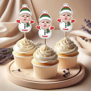Custom Photo Baby Santa Claus Christmas Cupcake Toppers Xmas Decor HA75 897262