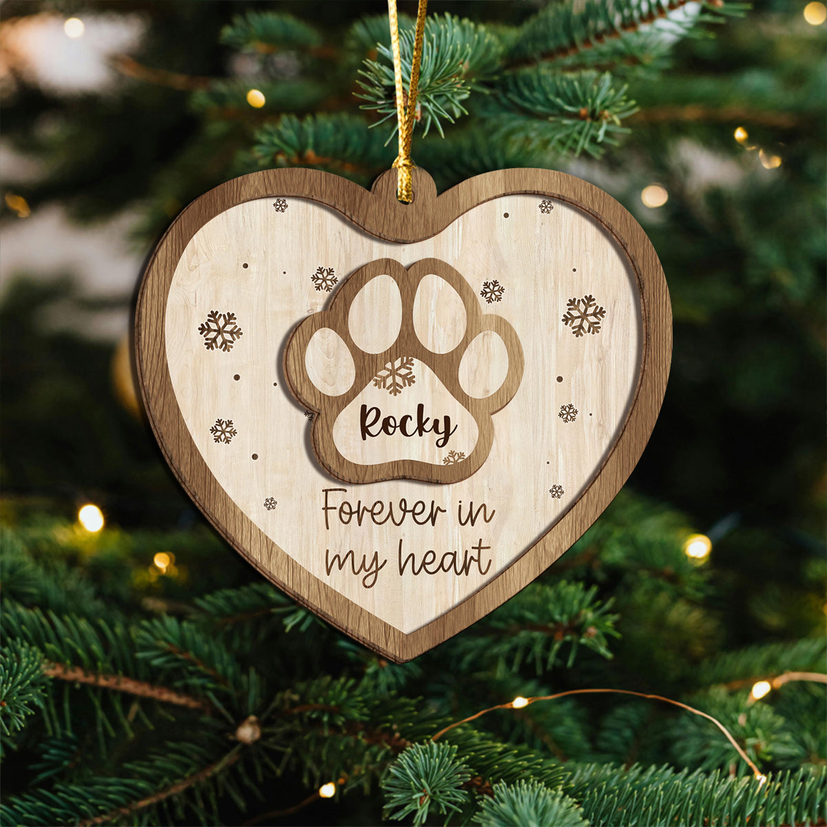 Forever in My Heart Memorial Personalized 2 Layered Wood Christmas Ornament CH07 896878