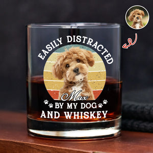 Custom Photo Easily Distracted By My Dog And Whiskey Print Whiskey Glass HA75 897958