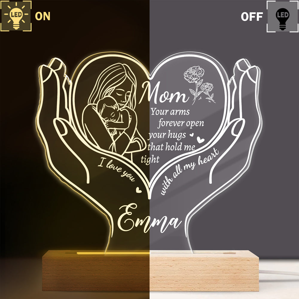 Custom Name Mom Your Arms Forever Open LED Night Light Mother's Day Gift TH10 169067
