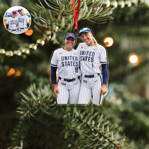 Custom Baseball Girl Besties Photo - Personalized Acrylic Ornament Gift For Baseball Lovers HO82 894680