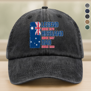 Legend, Husband, Dad And Grandpa Washed Denim Baseball Cap For Dad TH10 894269
