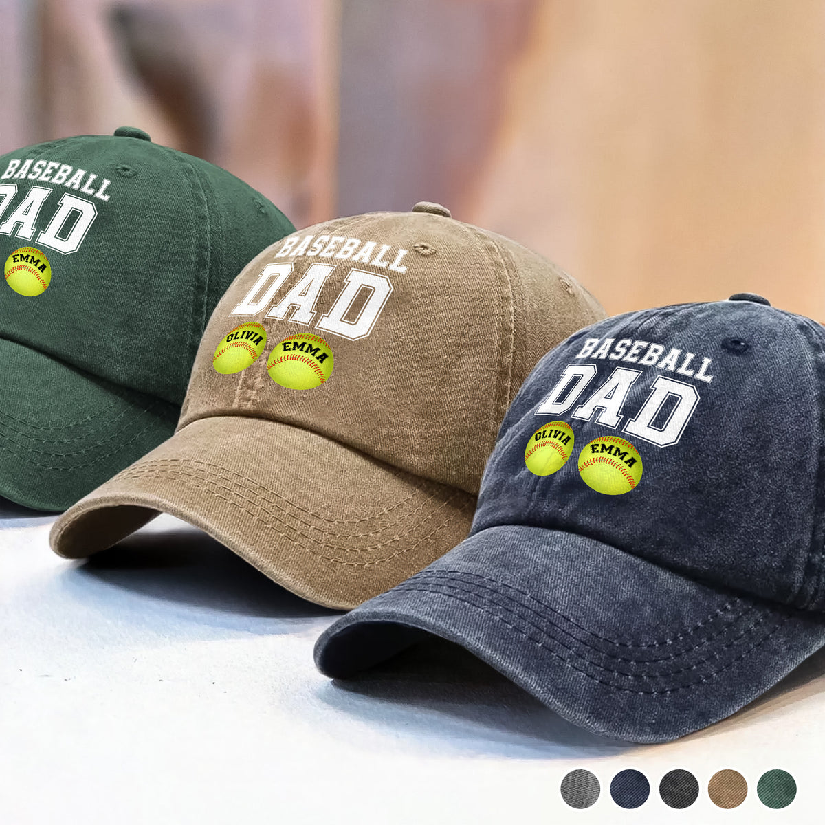 Baseball Dad - Personalized Washed Denim Baseball Cap TH10 896163