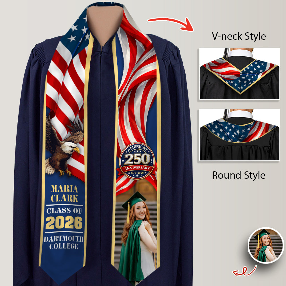 Personalized Graduation Stole US 250 Years 1776-2026 HO82 901514