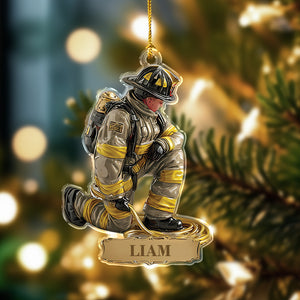 Personalized Name Proud Of Firefighter Christmas Acrylic Ornament LM32 897215