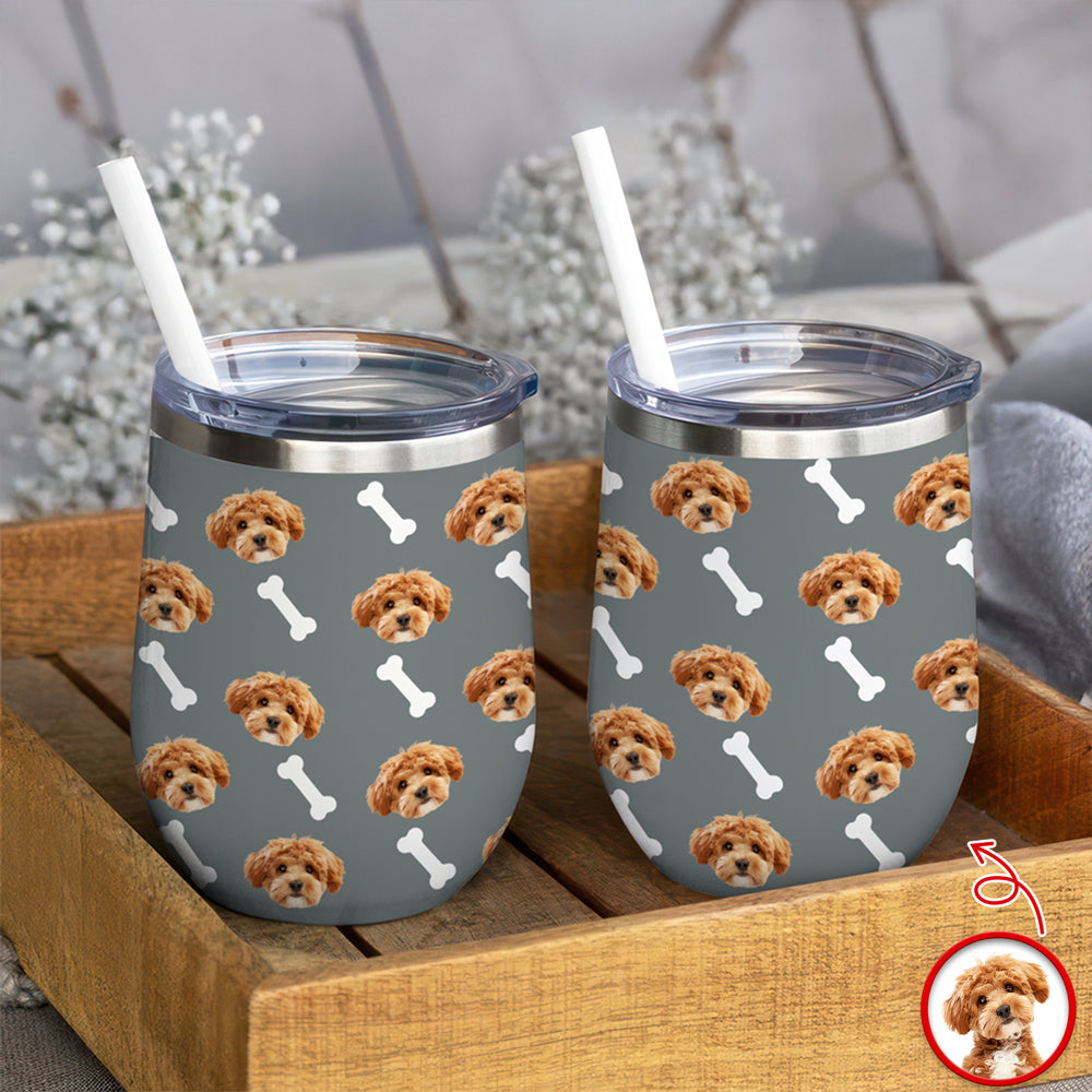 Custom Pet Photo With Icon Wine Tumbler For Dog And Cat Lovers TH10 894275