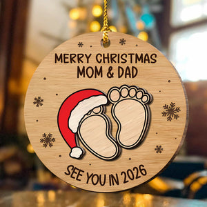 Christmas Baby Shower - Personalized Wood Ornament Gifts For New Moms, New Dads, New Parents CH07 899282