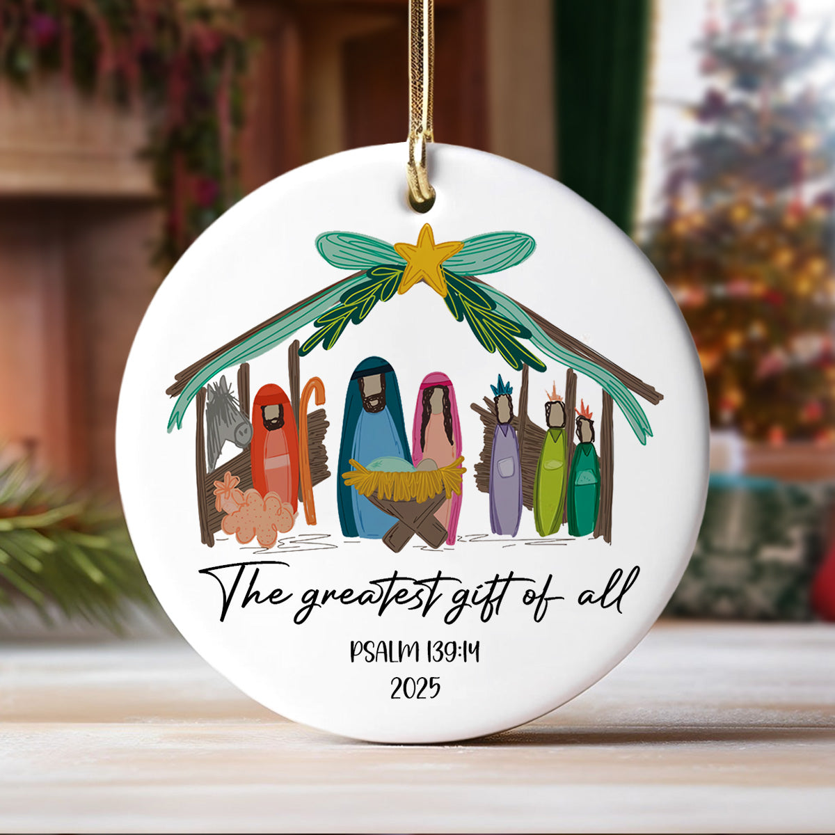 The Greatest Gift of All - Personalized Nativity Christmas Ceramic Ornament LM32 895719