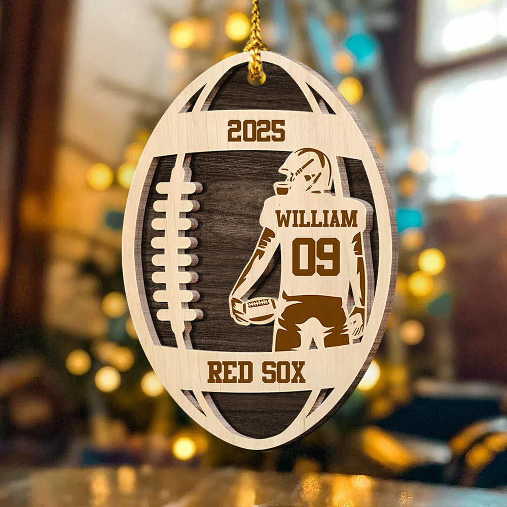 Personalized Football Player 2-Layer Wooden Ornament For Sport Lovers CH07 899466