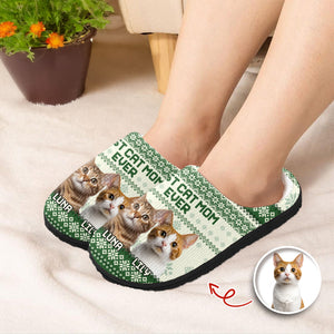 Custom Photo Best Cat Mom Ever Slipper Christmas Gift For Cat Lovers CH07 896782