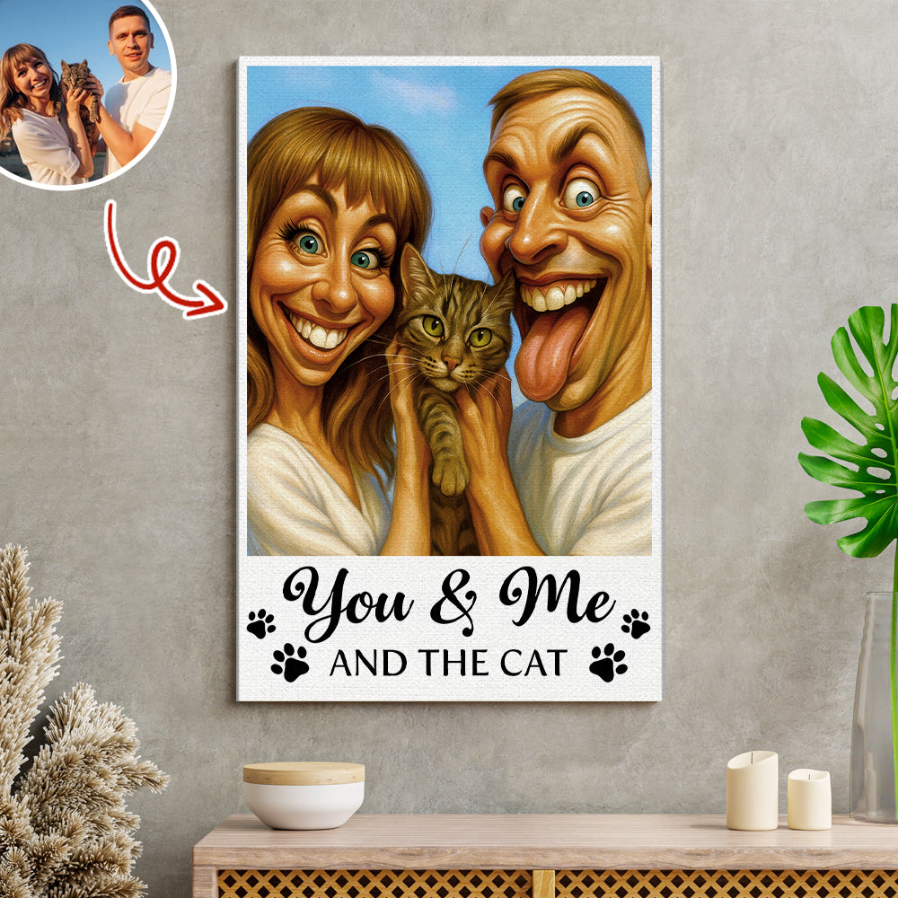Caricature Your Photo - You & Me And The Dog, Cat - Personalized Photo Poster HO82 894554
