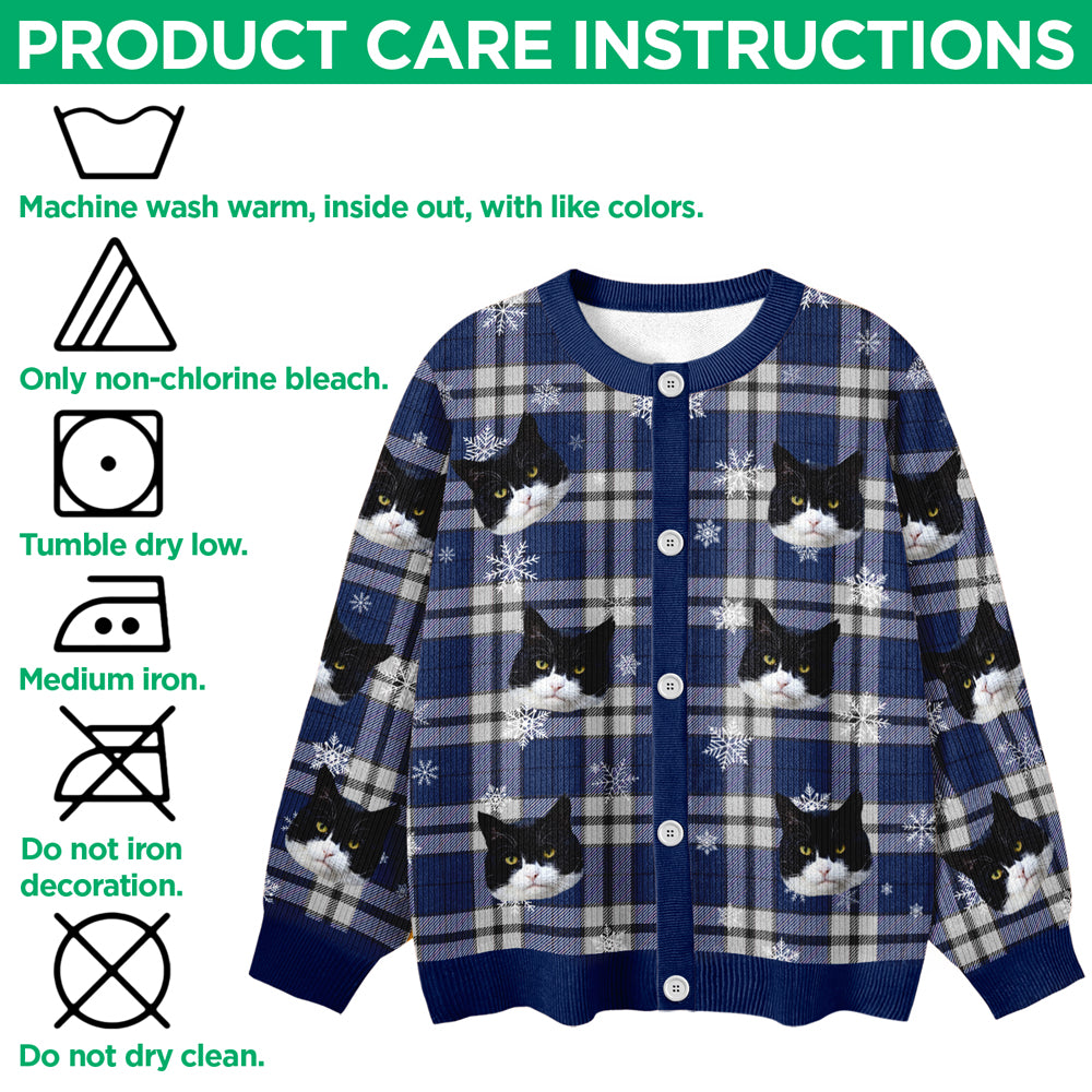 Custom Photo Christmas Ugly Cardigan Gift For Cat Lover CH07 899834