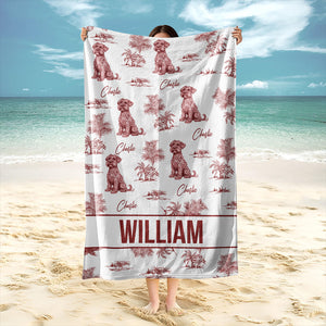 Custom Dog Breeds Chinoiserie Toile De Jouy Style Personalized Beach Towel HA75 892580