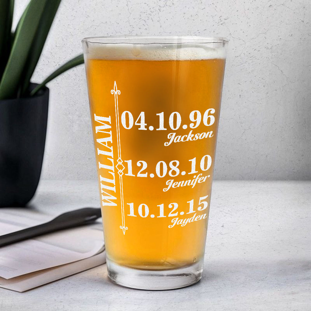 Custom Family History Print Beer Glass For Dad TH10 892771