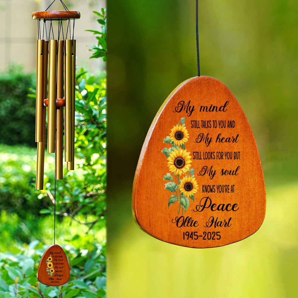 My Mind Still Talks To You Sunflower Personalized Memorial Wind Chimes HA75 892118