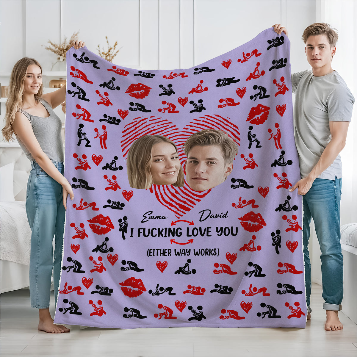 Custom Photo Couple Blanket Gift For Valentine's Day HA75 920010