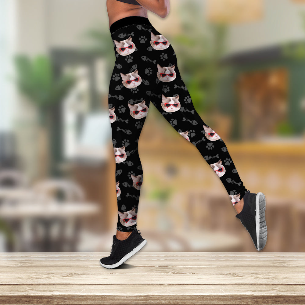 Custom Photo With Bone Pattern Dog Cat Legging HO82 900534