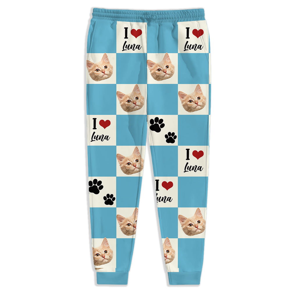 Custom Photo I Love My Dog Cat Sweatpants Gift For Pet Lovers HA75 892606