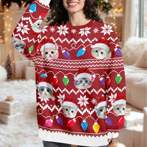 Custom Photo Xmas Leds Cat Ugly Sweater HO80 900080