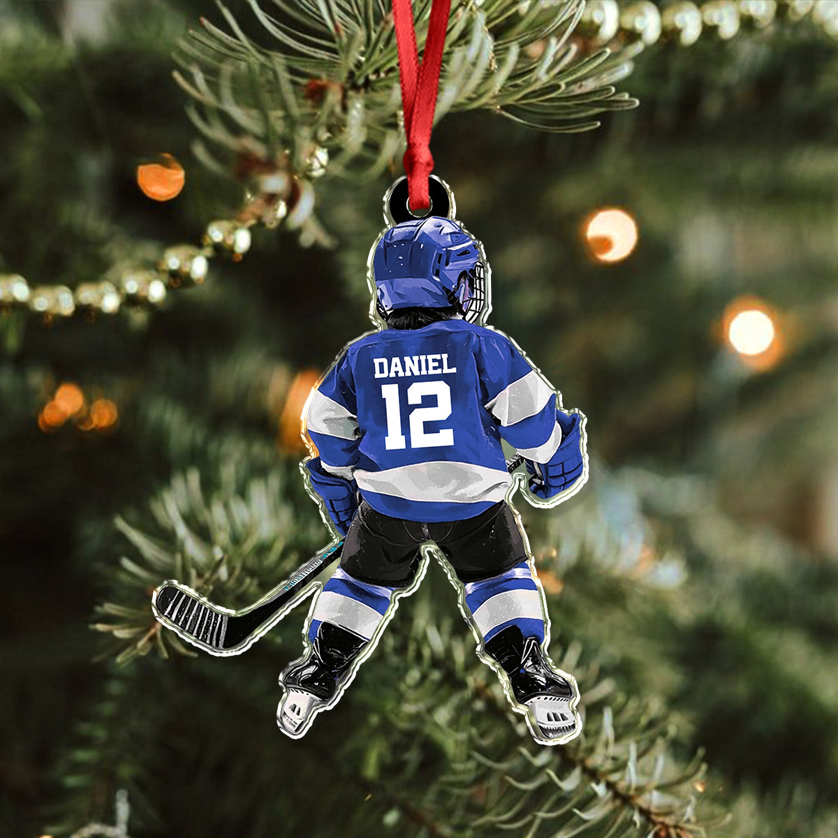 Custom Name Number Personalized Kid Hockey Player Acrylic Ornament HA75 897874
