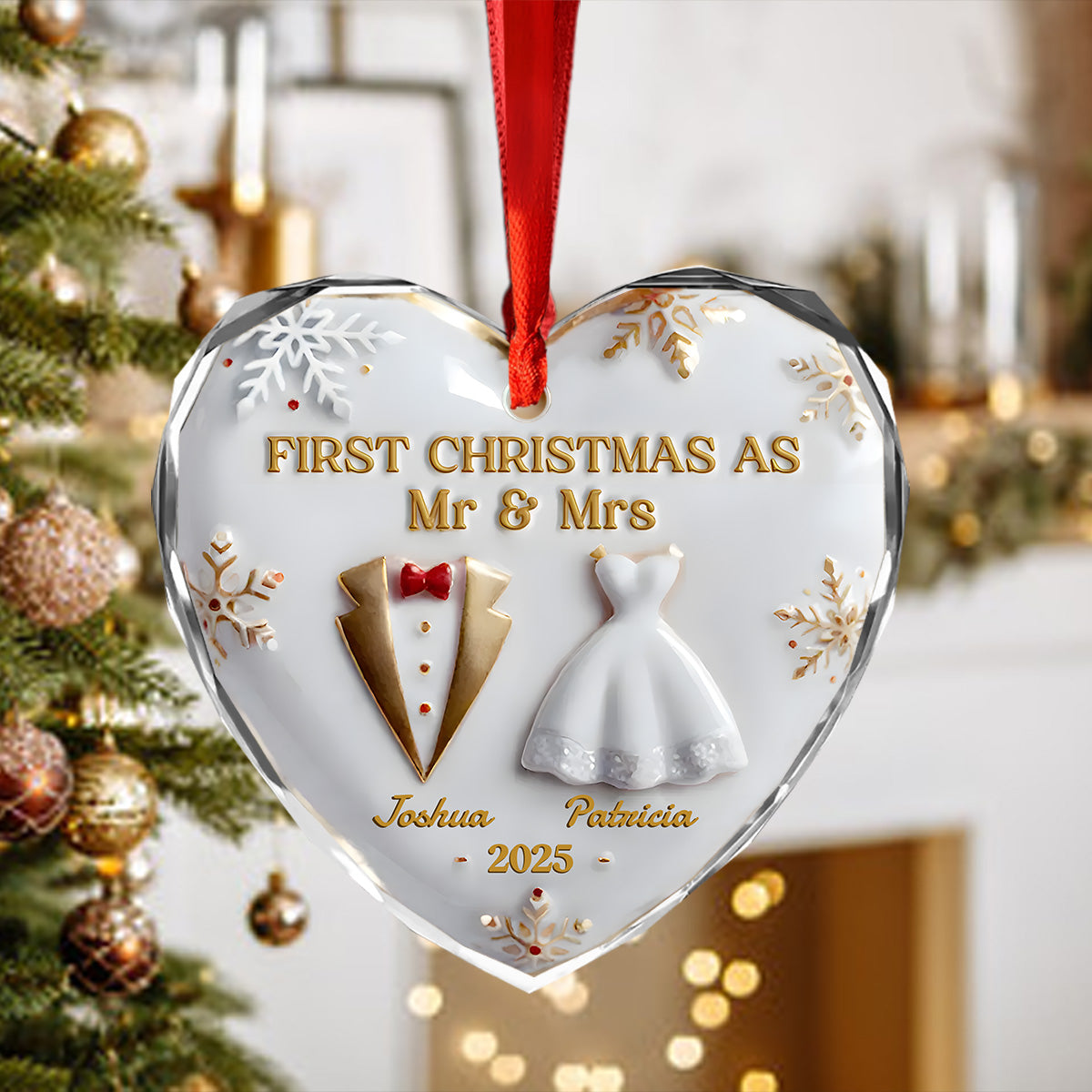 Our First Christmas Together Heart Glass Ornament Personalized Wedding Anniversary Christmas Ornament CH07 896944