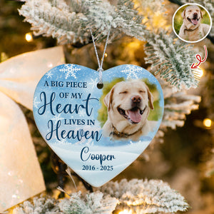 Custom Photo A Big Piece Of My Heart Lives In Heaven Heart Ceramic Ornament TH10 896407