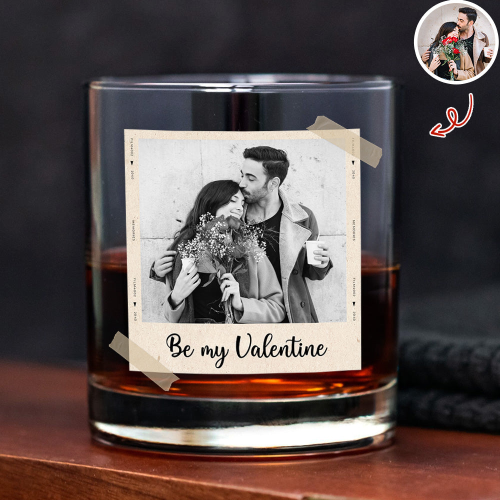 Custom Couple Photo Whiskey Glass Valentine Gift,  Anniversary Gift HA75 898922