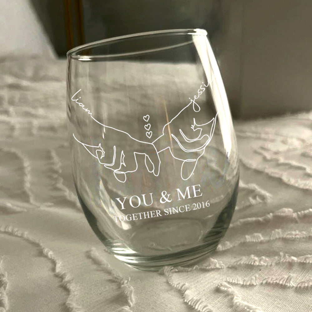 Personalized You & Me Wine Glass Couple Anniversary Valentine Day Gift HA75 920096