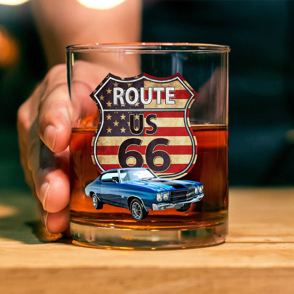 Custom Photo Route US 66 Car Print Whiskey Glass HA75 898094