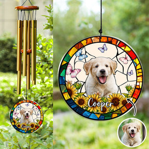 Custom Dog Photo With Flower Memorial Acrylic Wind Chimes For Dog Lovers HO82 894848