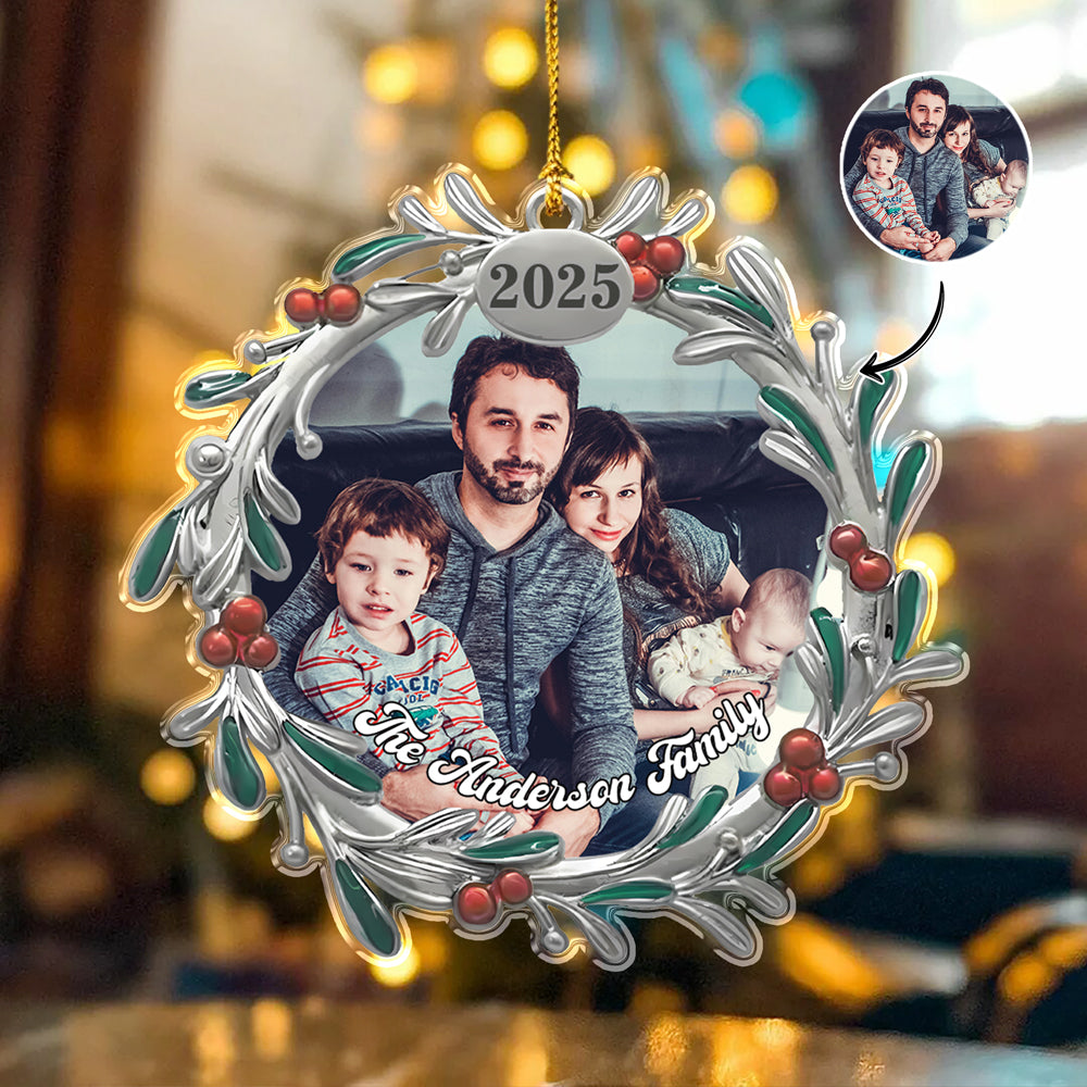 Custom Family Photo 2025 Christmas Wreath Acrylic Ornament LM32 897389