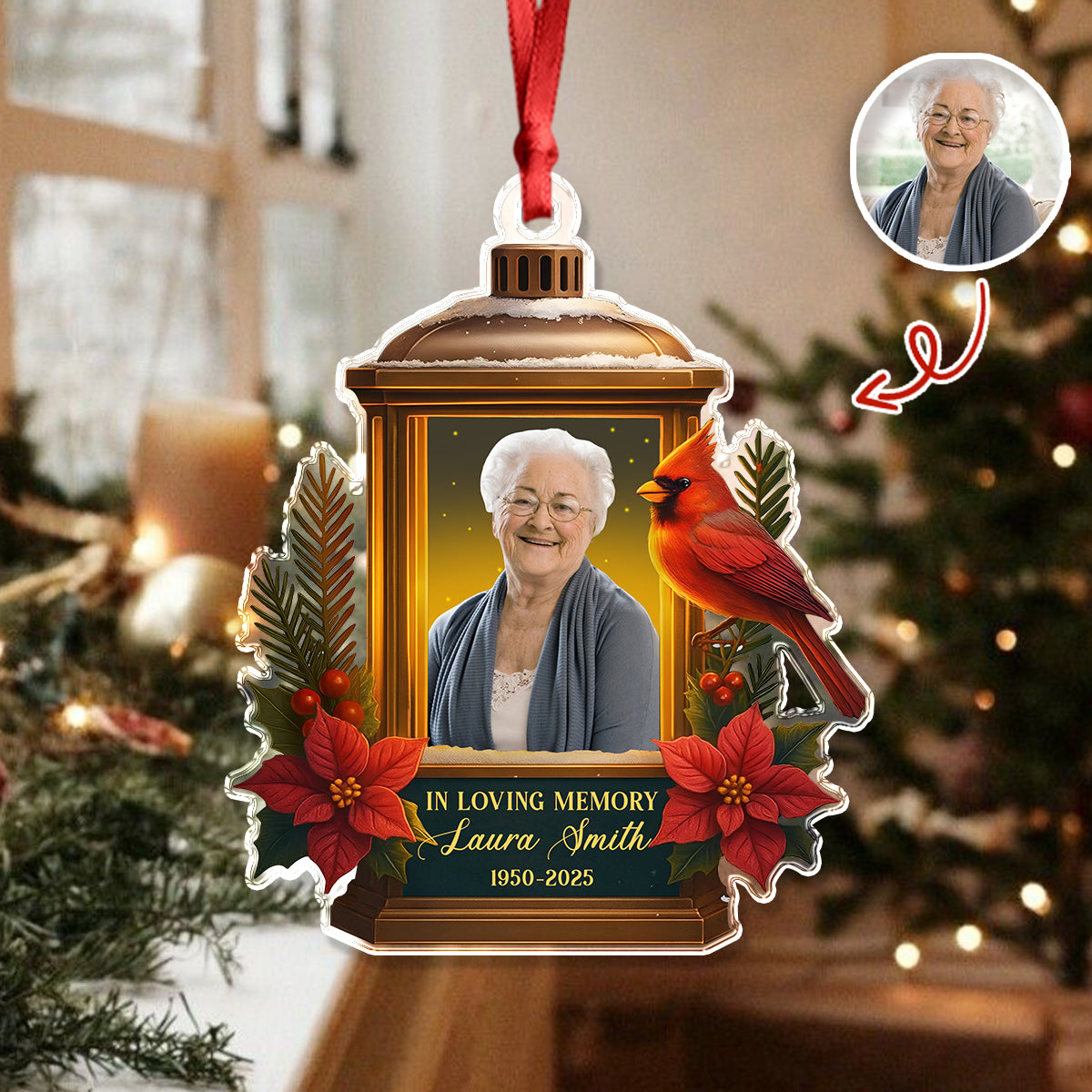 Custom Photo In Loving Memory Memorial Acrylic Ornament HA75 897204
