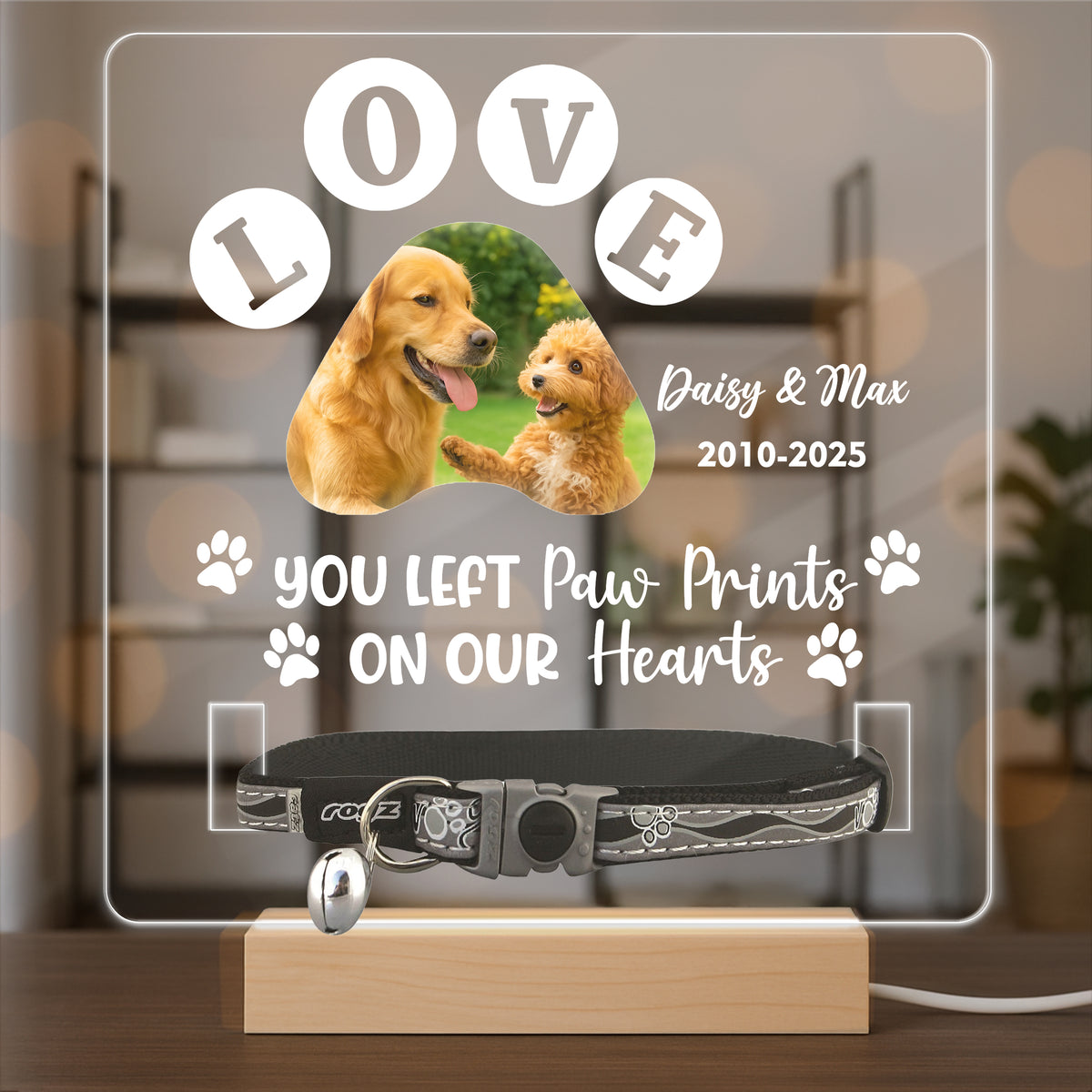 Custom Photo You Left Paw Prints On Our Hearts Memorial Acrylic Collar Frame CH07 896074